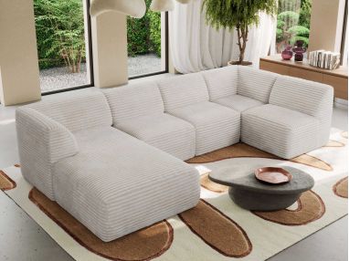 Narożnik MODARO U 5M - strona lewa - beżowy, sztruks