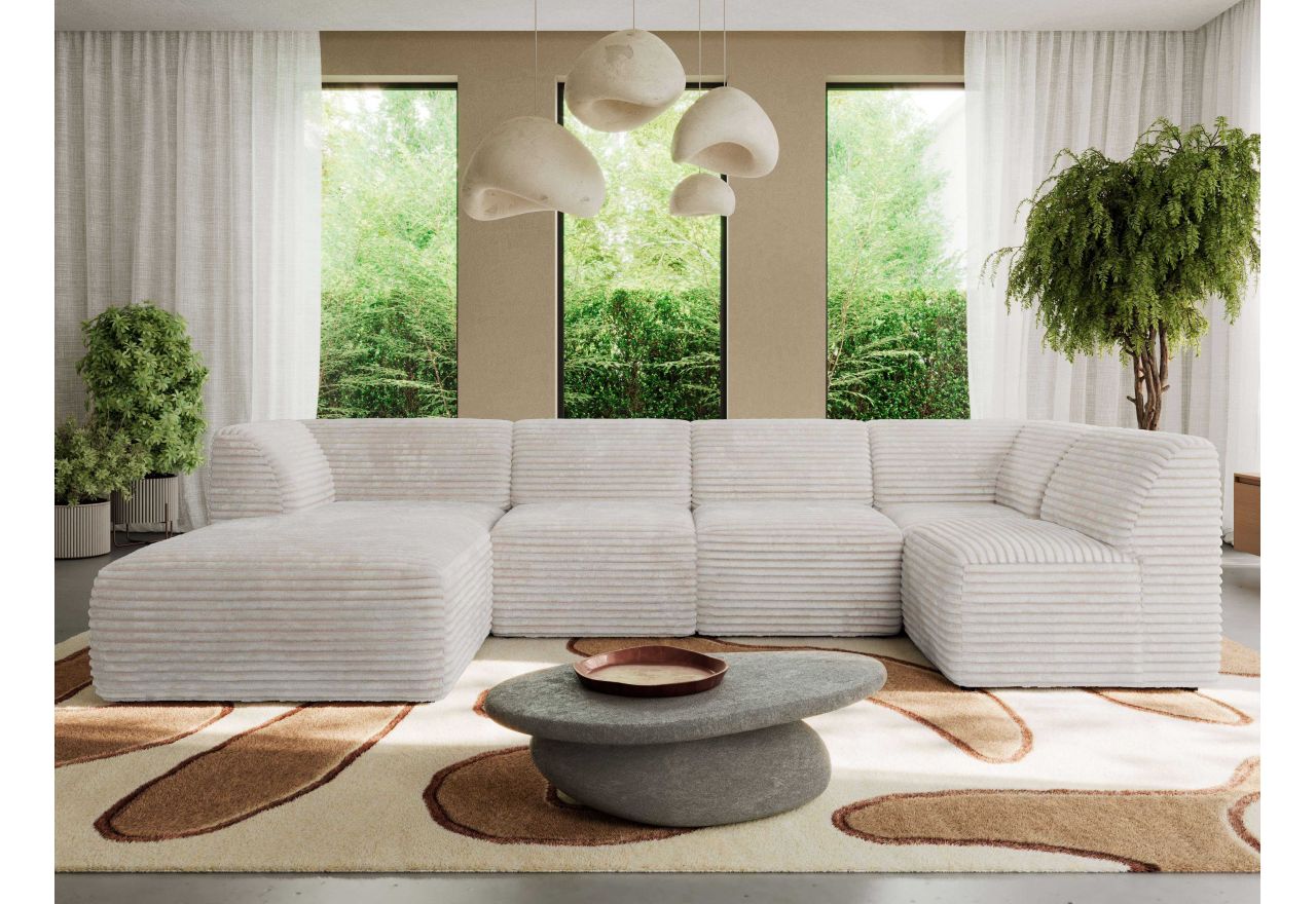 Narożnik MODARO U 5M - strona lewa - beżowy, sztruks