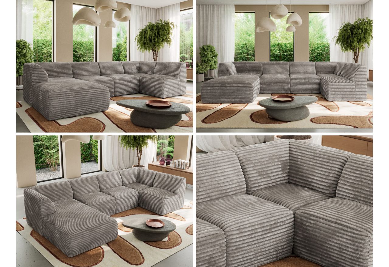 Narożnik MODARO U 5M - strona lewa - jasnobrązowy, sztruks