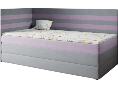 Nowoczesne łóżko pojedyncze, kontynentalne z pojemnikiem na pościel do pokoju - MIKOŁAJ 3 Magic Velvet 2240 / Magic Velvet 2249