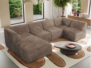 Narożnik MODARO U 5M - strona lewa - brązowy, sztruks