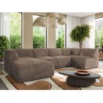 Narożnik MODARO U 5M - strona lewa - brązowy, sztruks