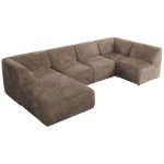 Narożnik MODARO U 5M - strona lewa - brązowy, sztruks