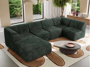 Narożnik MODARO U 5M - strona lewa - ciemnozielony, sztruks