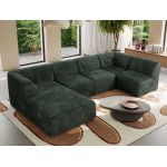 Narożnik MODARO U 5M - strona lewa - ciemnozielony, sztruks