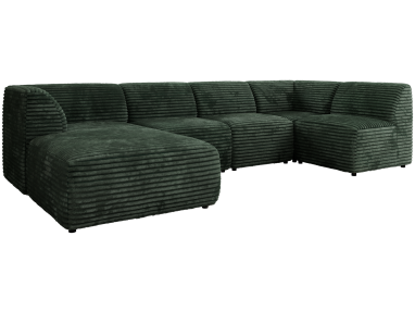 Narożnik MODARO U 5M - strona lewa - ciemnozielony, sztruks