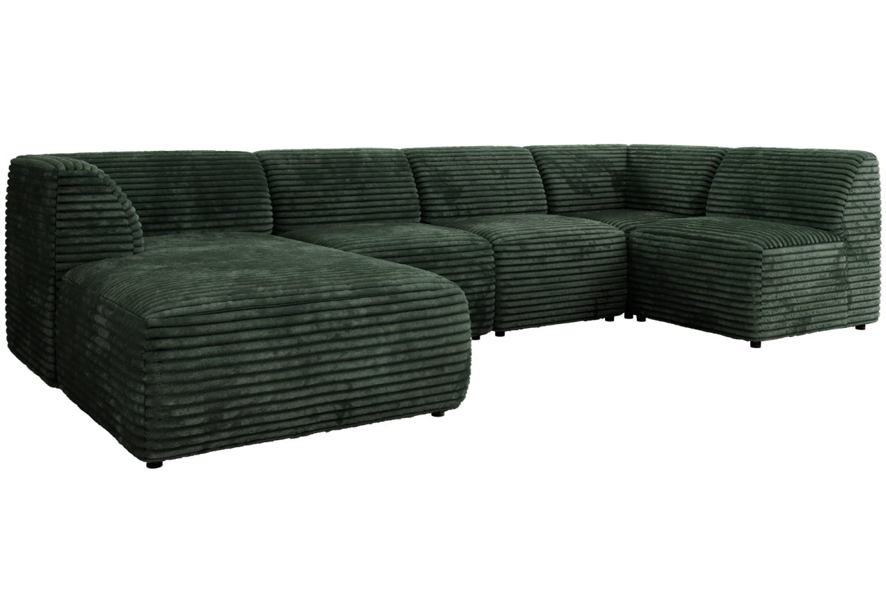 Narożnik MODARO U 5M - strona lewa - ciemnozielony, sztruks