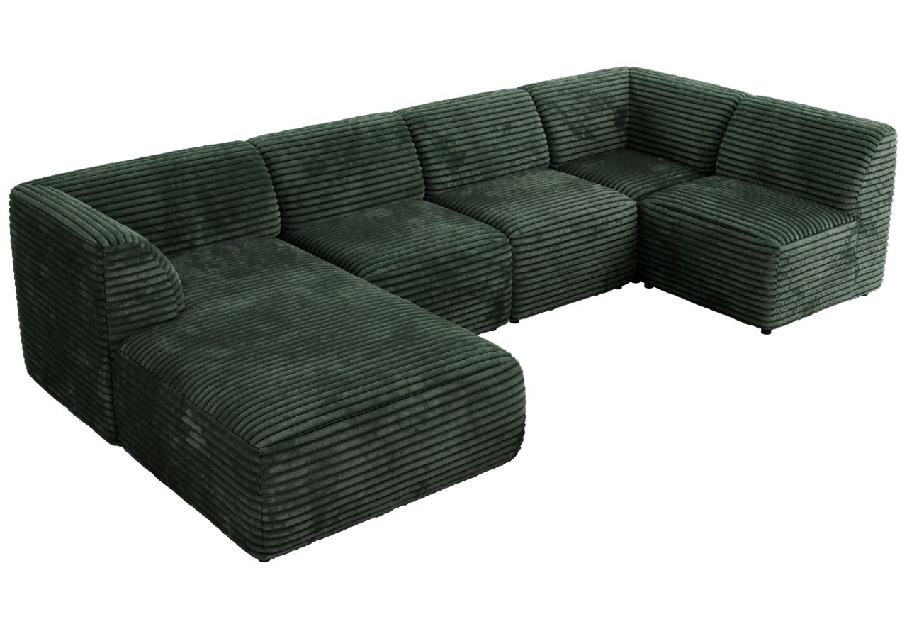 Narożnik MODARO U 5M - strona lewa - ciemnozielony, sztruks