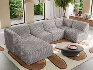 Narożnik MODARO U 5M - strona lewa - jasnoszary, sztruks