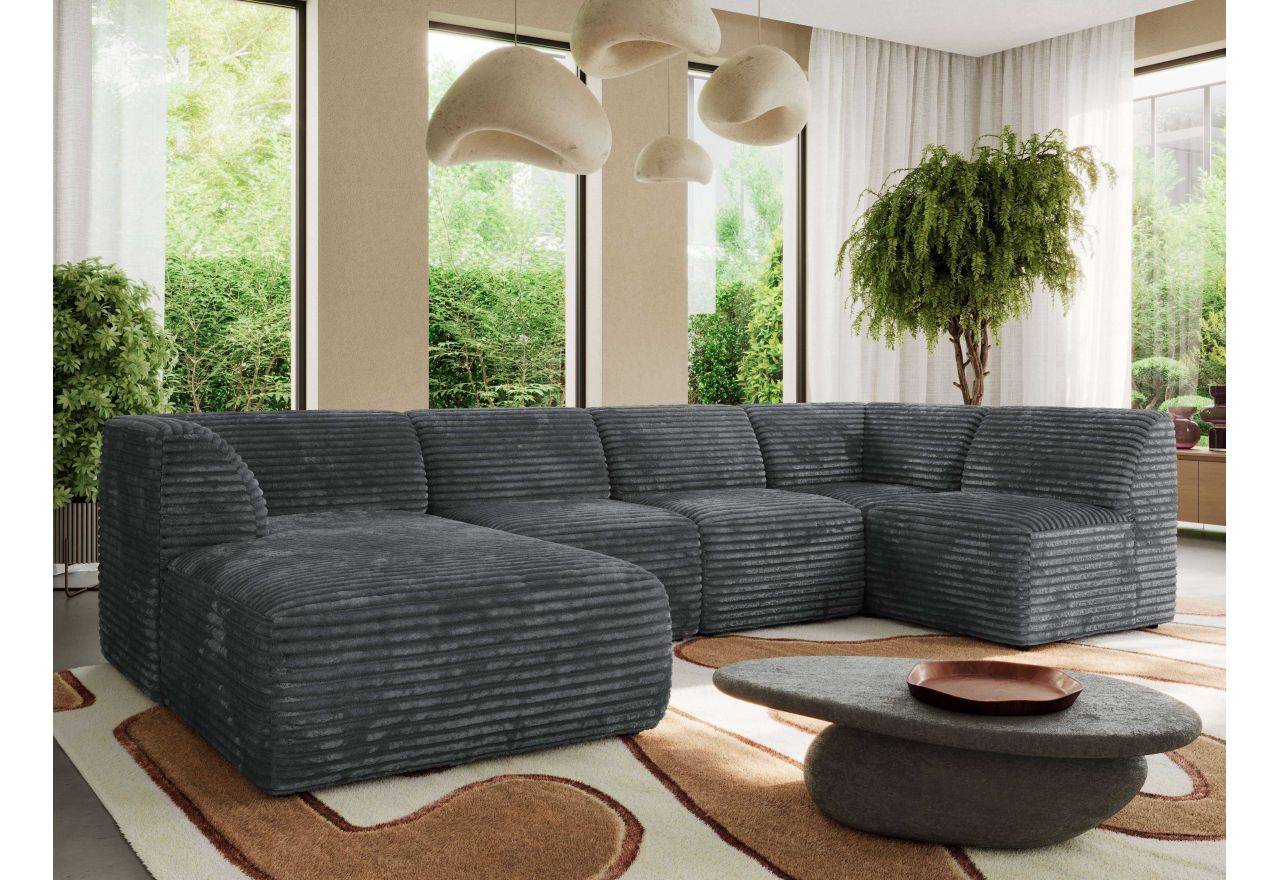 Narożnik MODARO U 5M - strona lewa - szary, sztruks