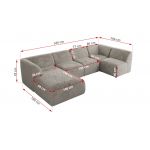 Narożnik MODARO U 5M - strona prawa - jasnoszary, plusz