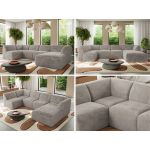 Narożnik MODARO U 5M - strona prawa - jasnoszary, plusz