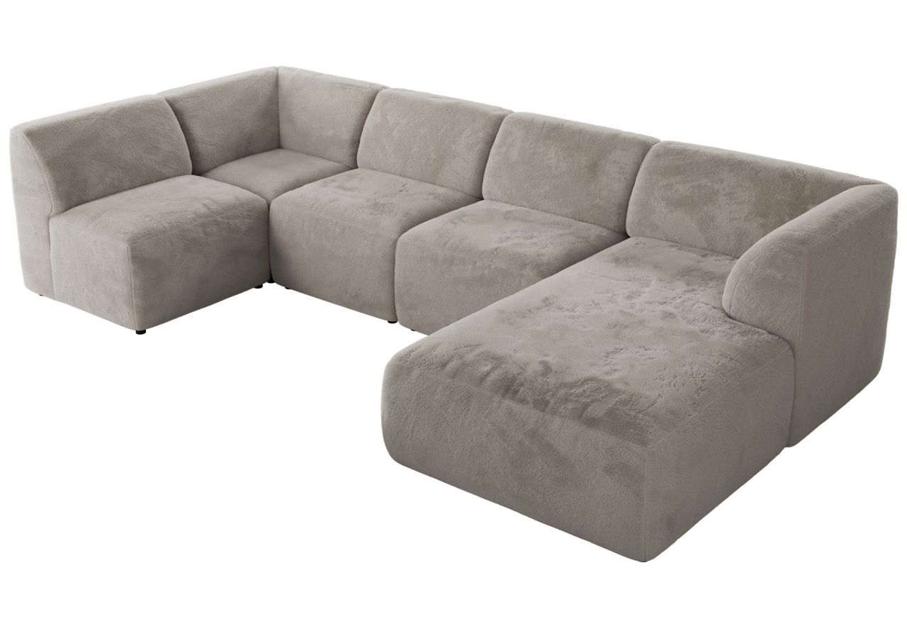 Narożnik MODARO U 5M - strona prawa - jasnoszary, plusz