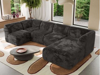 Narożnik MODARO U 5M - strona prawa - ciemnoszary, plusz