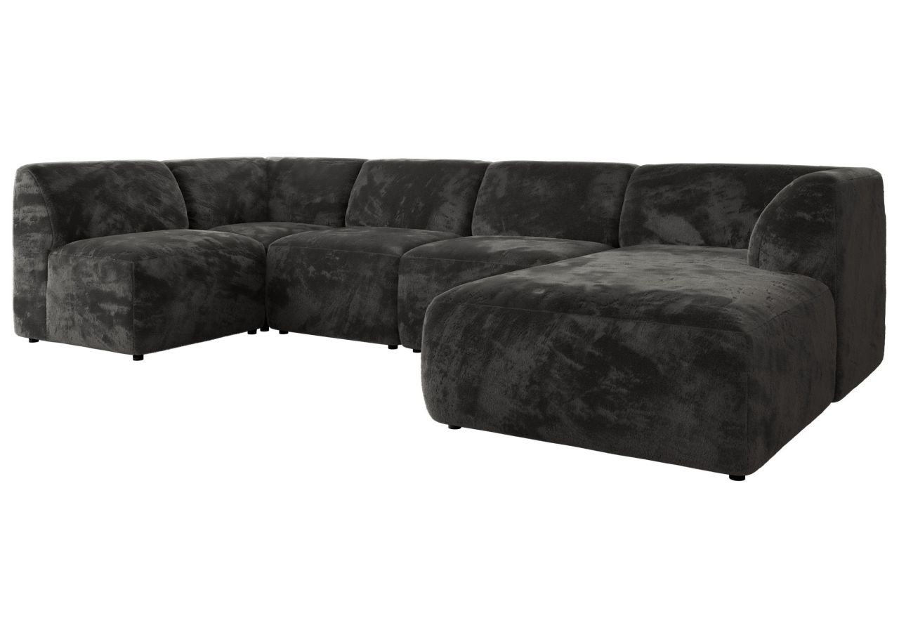 Narożnik MODARO U 5M - strona prawa - ciemnoszary, plusz