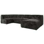 Narożnik MODARO U 5M - strona prawa - ciemnoszary, plusz