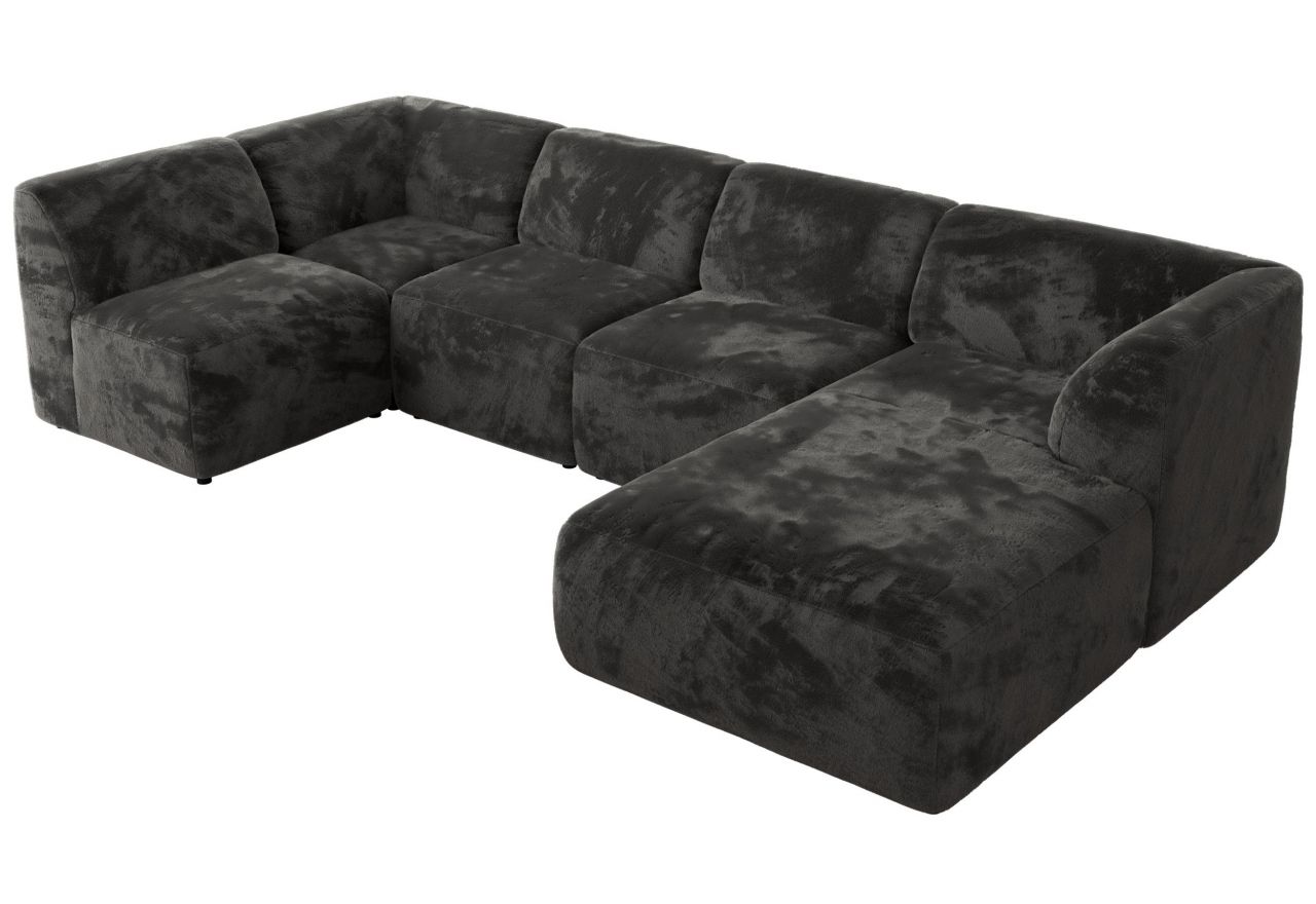 Narożnik MODARO U 5M - strona prawa - ciemnoszary, plusz