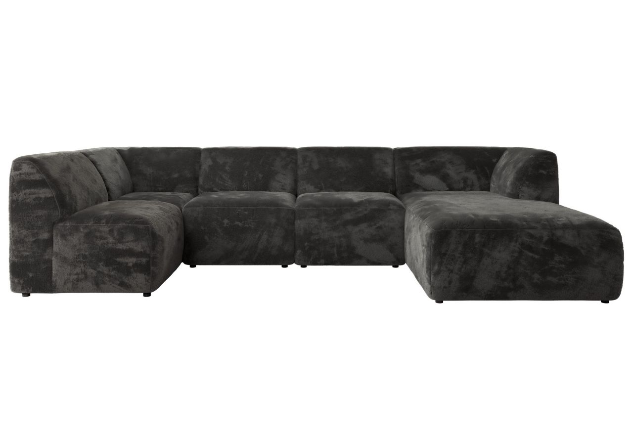 Narożnik MODARO U 5M - strona prawa - ciemnoszary, plusz