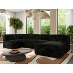 Narożnik MODARO U 5M - strona prawa - czarny, plusz