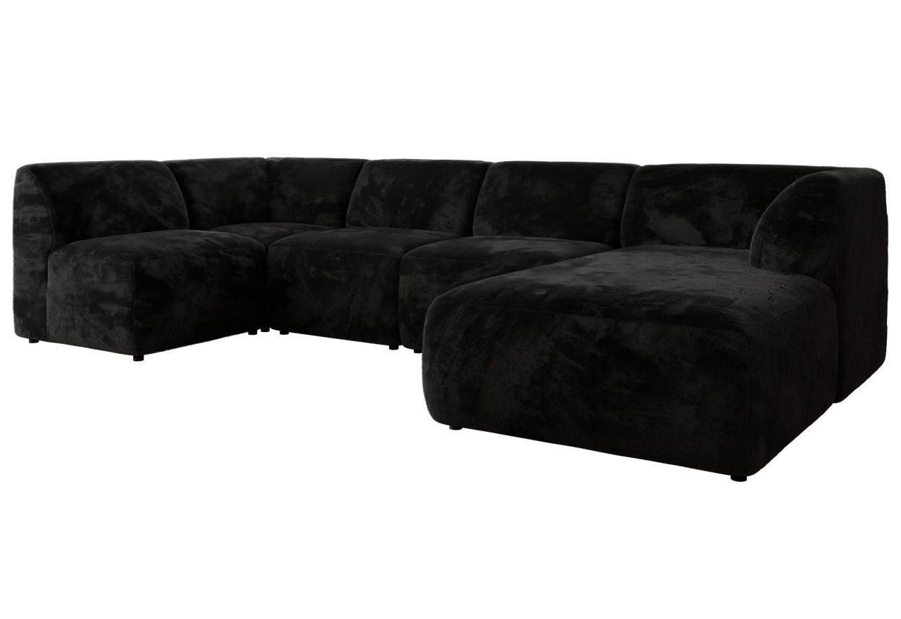 Narożnik MODARO U 5M - strona prawa - czarny, plusz