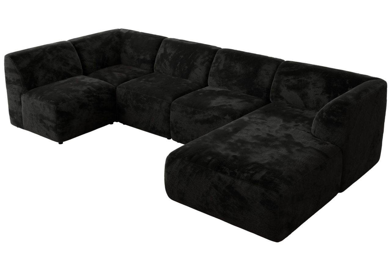 Narożnik MODARO U 5M - strona prawa - czarny, plusz