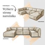 Narożnik MODARO U 5M - strona prawa - czarny, plusz