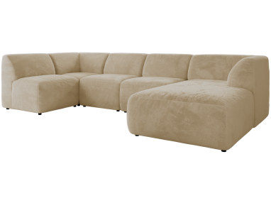 Narożnik MODARO U 5M - strona prawa - kremowy, plusz