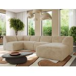 Narożnik MODARO U 5M - strona prawa - kremowy, plusz