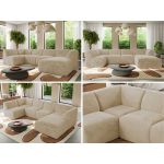 Narożnik MODARO U 5M - strona prawa - kremowy, plusz