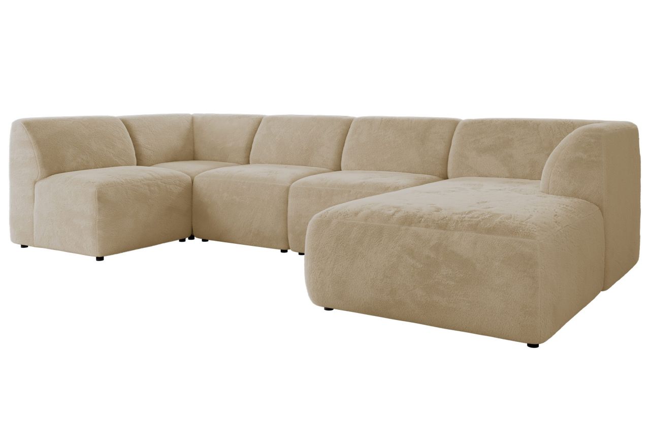 Narożnik MODARO U 5M - strona prawa - kremowy, plusz