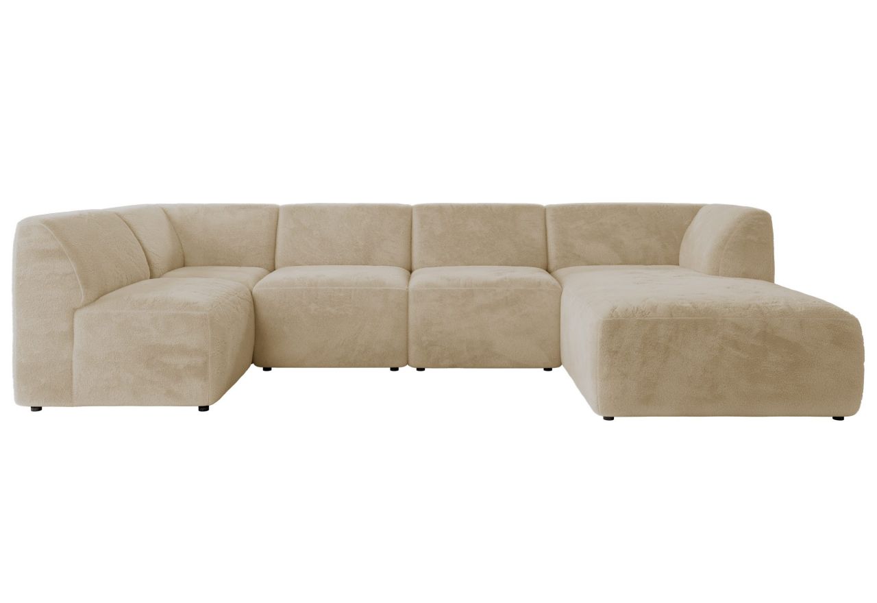 Narożnik MODARO U 5M - strona prawa - kremowy, plusz