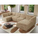 Narożnik MODARO U 5M - strona prawa - beżowy, plusz