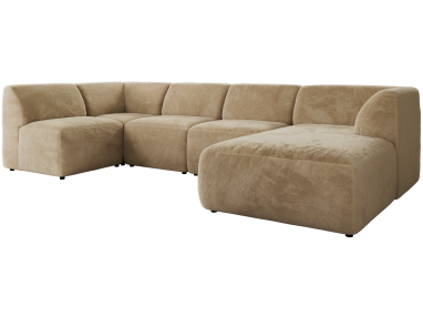 Narożnik MODARO U 5M - strona prawa - beżowy, plusz