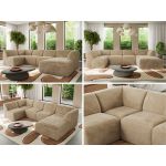 Narożnik MODARO U 5M - strona prawa - beżowy, plusz