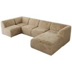 Narożnik MODARO U 5M - strona prawa - beżowy, plusz