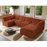 Narożnik MODARO U 5M - strona prawa - pomarańczowy, plusz