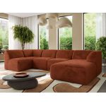 Narożnik MODARO U 5M - strona prawa - pomarańczowy, plusz