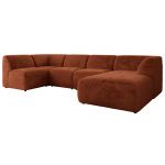 Narożnik MODARO U 5M - strona prawa - pomarańczowy, plusz