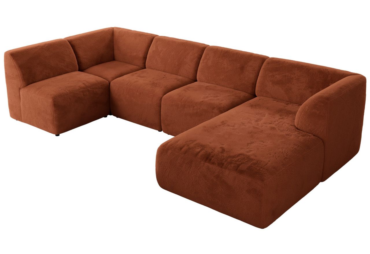 Narożnik MODARO U 5M - strona prawa - pomarańczowy, plusz