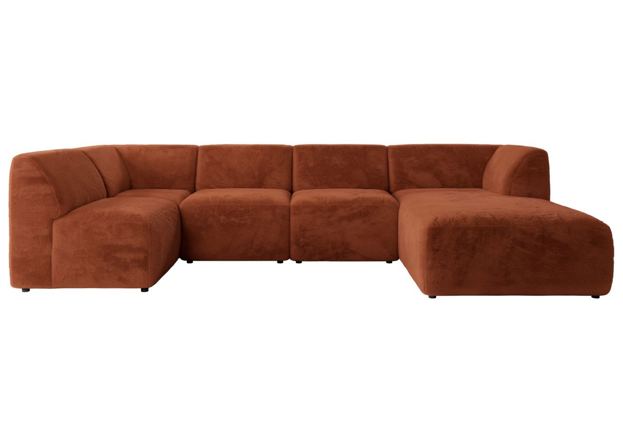 Narożnik MODARO U 5M - strona prawa - pomarańczowy, plusz