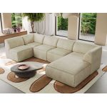 Narożnik MODARO U 5M - strona prawa - beżowy, welwet