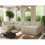 Narożnik MODARO U 5M - strona prawa - beżowy, welwet