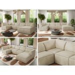 Narożnik MODARO U 5M - strona prawa - beżowy, welwet