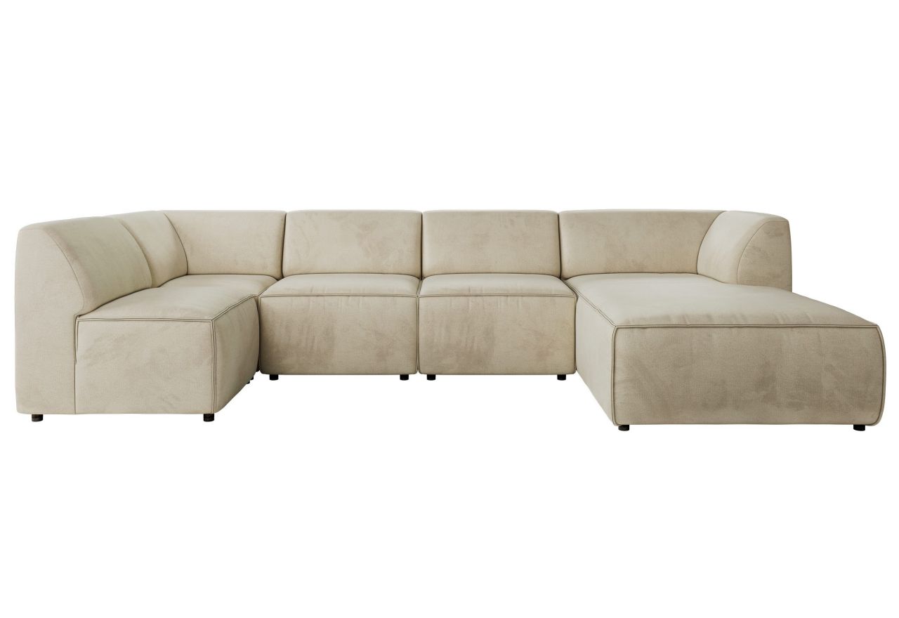 Narożnik MODARO U 5M - strona prawa - beżowy, welwet