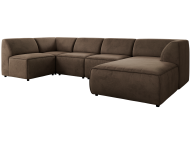 Narożnik MODARO U 5M - strona prawa - brązowy, welwet