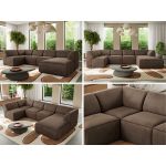 Narożnik MODARO U 5M - strona prawa - brązowy, welwet