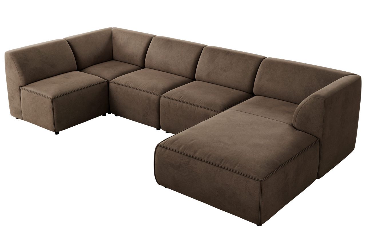 Narożnik MODARO U 5M - strona prawa - brązowy, welwet