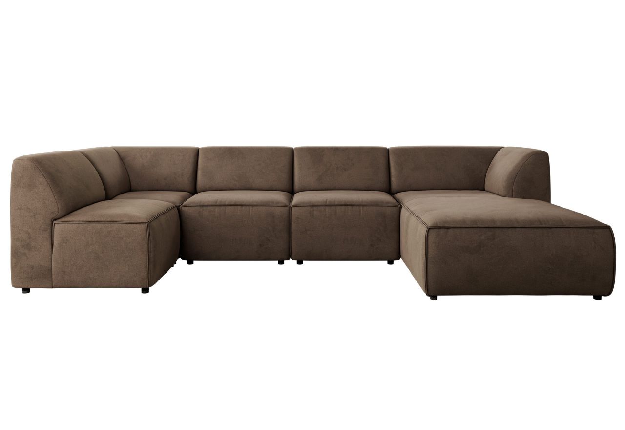 Narożnik MODARO U 5M - strona prawa - brązowy, welwet