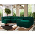 Narożnik MODARO U 5M - strona prawa - ciemnozielony, welwet