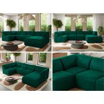 Narożnik MODARO U 5M - strona prawa - ciemnozielony, welwet